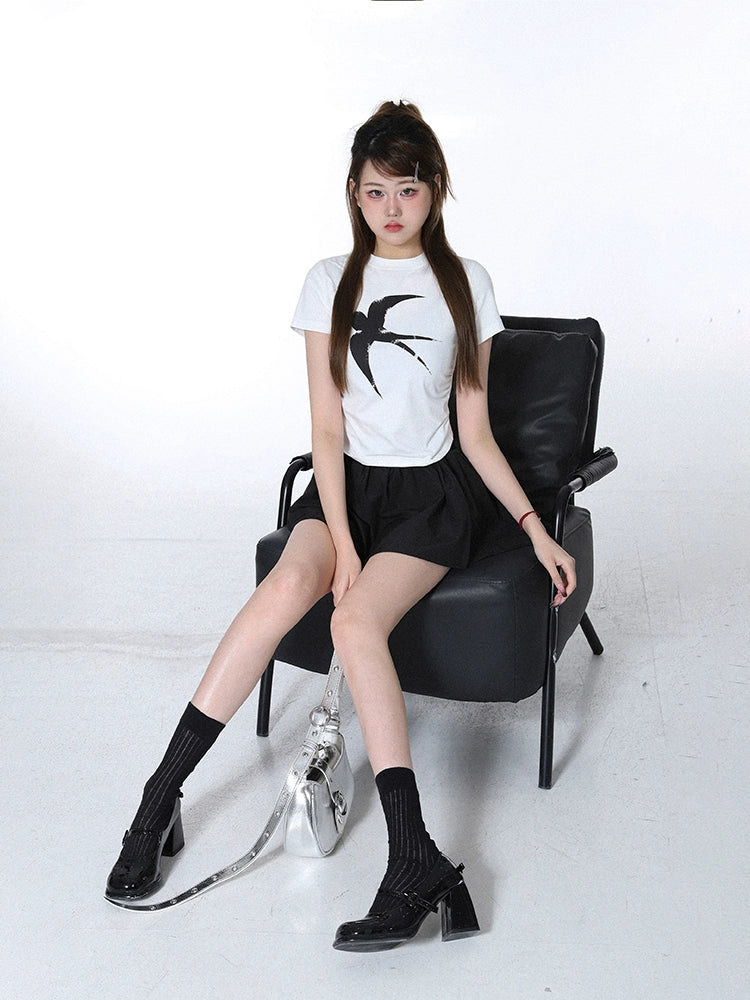 Swallow T-shirt Sweet Girl Front Shoulder Short Sleeve T-Shirt popular Summer New Loose Versatile Skinny Top Women