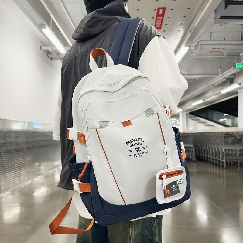 2025 Contrasting colors, simple and large-capacity backpacks, versatile new trendy backpacks, fashionable and casual commuting, double shoulders, student schoolbag, women