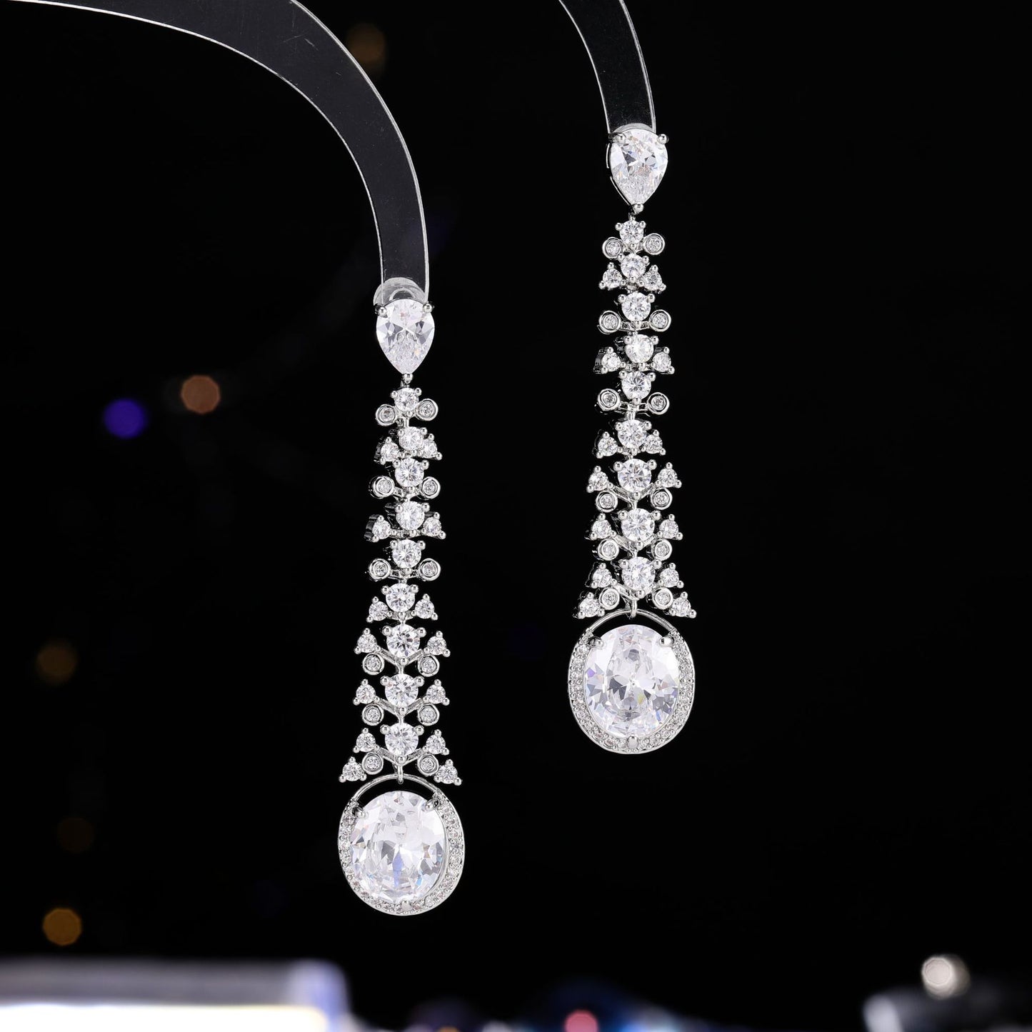 2025 luxury heavy industry zircon earrings women's s925 silver needle high-end long dress dinner bride earrings women