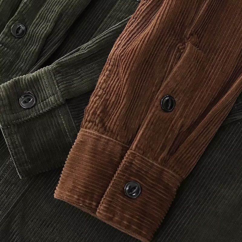 maoxiangshop-shop mens fashion Long Sleeve Shirt Men's Spring and Autumn New Japanese Retro Trendy Workwear Shirt Versatile Loose Corduroy Coat