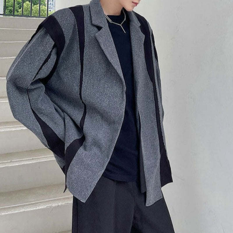 maoxiangshop Men's Wear Color Block Patchwork Long Sleeve Niche Design Suit Coat Fashionable Single Breasted Blazes Autumn New