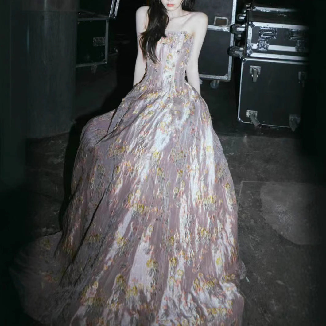 2025 In stock, Chen Yihan has the same princess dress on the run, high-end bride engagement robe dress, fairy dress.