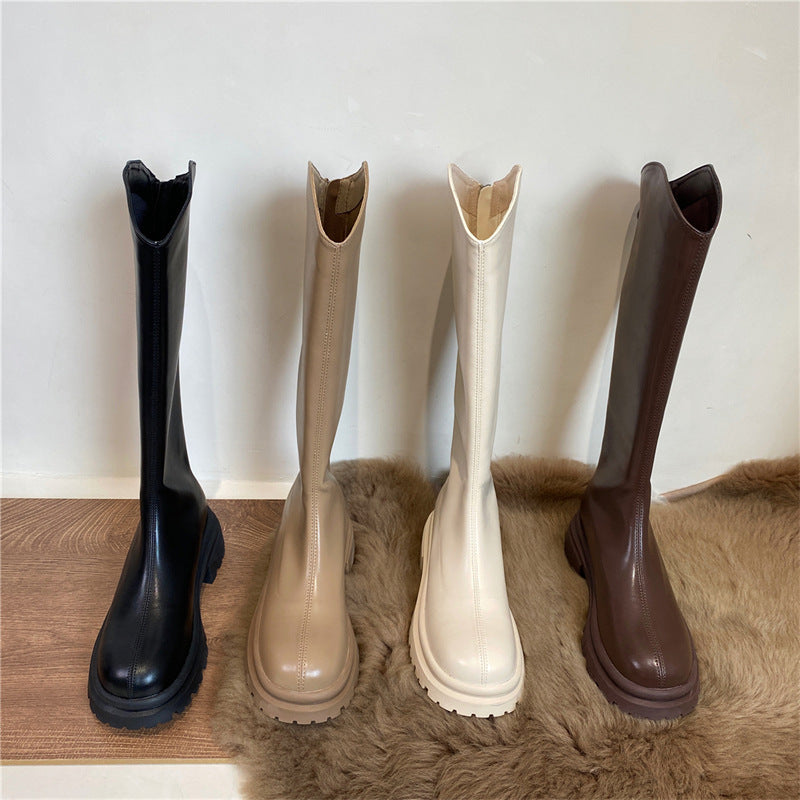 2025 Platform boots women's popular autumn and winter new brown thick heel fashion boots long thin boots knight boots women