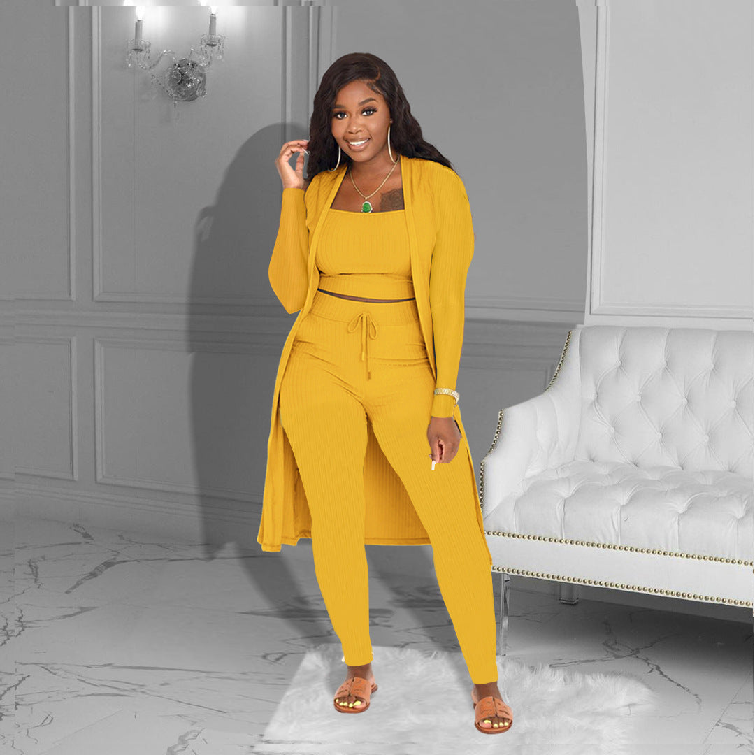 maoxiangshop Women's Solid Color Three-piece Suit