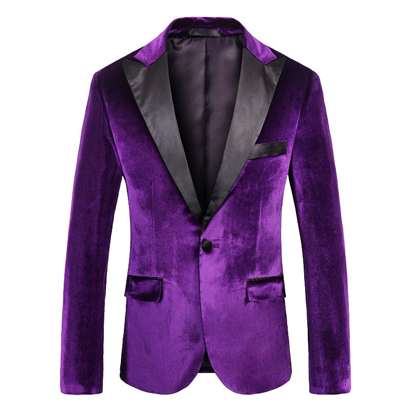 maoxiangshop New Style Black Velvet Blazer Groomsmen Peak Lapel Wedding Groom Tuxedos Men Suits Wedding/Prom/Dinner Best