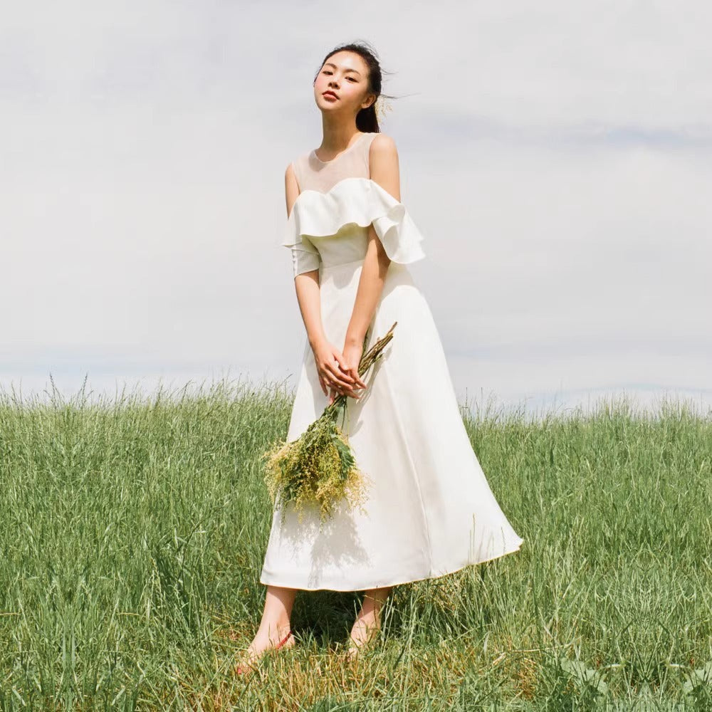 2025 bride sexy suspender light wedding dress satin welcome wedding dress Mori tie license registration small dress skirt women wholesale