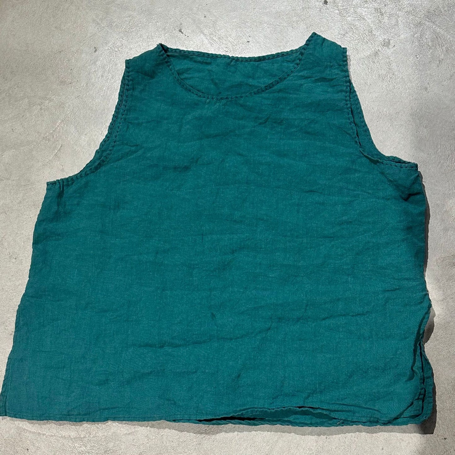 2025 24/3 SN38 simple literary sand wash solid color linen versatile round neck pullover vest
