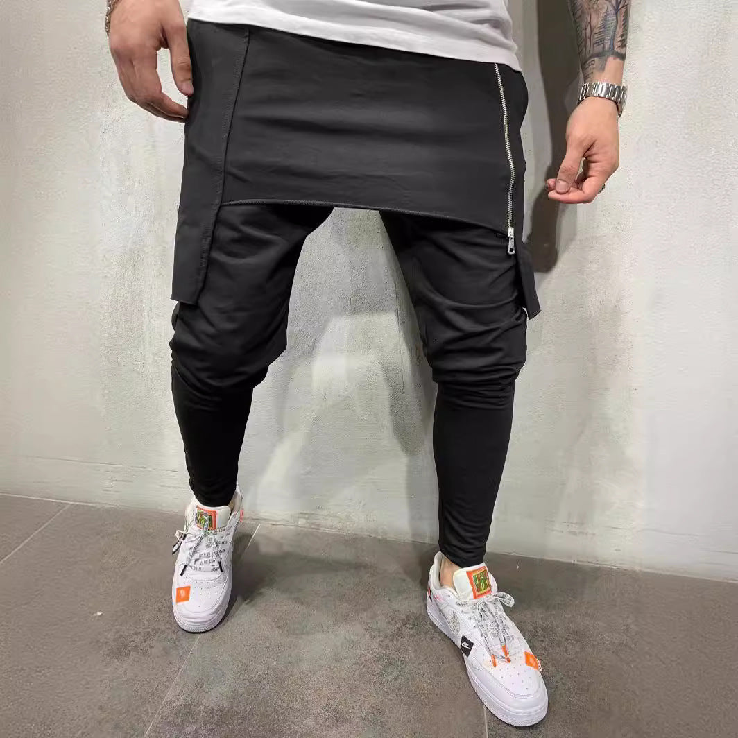 maoxiangshop-shop picture day outfit New Men's Slim-Fit Personality Casual Two-Layer Sports Trousers Men