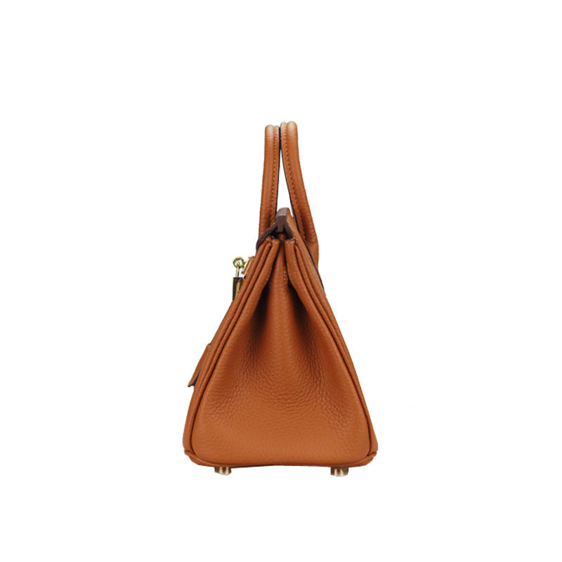 2025 H home platinum bag lychee pattern leather bag women's new first-layer cowhide fashion portable New Year's wedding bag