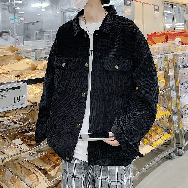 maoxiangshop-shop mens fashion Japanese Fashion Brand Workwear Multi-Pocket Corduroy Jacket Men's Casual Loose All-Match Trendy Autumn and Winter New Coat