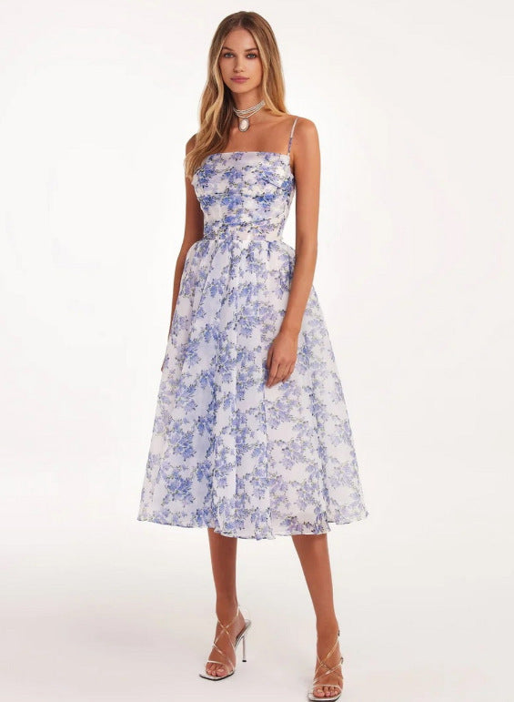 MAOXIANGSHOP popular new spring and summer off-the-shoulder 2025 women's clothing fashion chiffon fairy air medium and long temperament evening dress dress