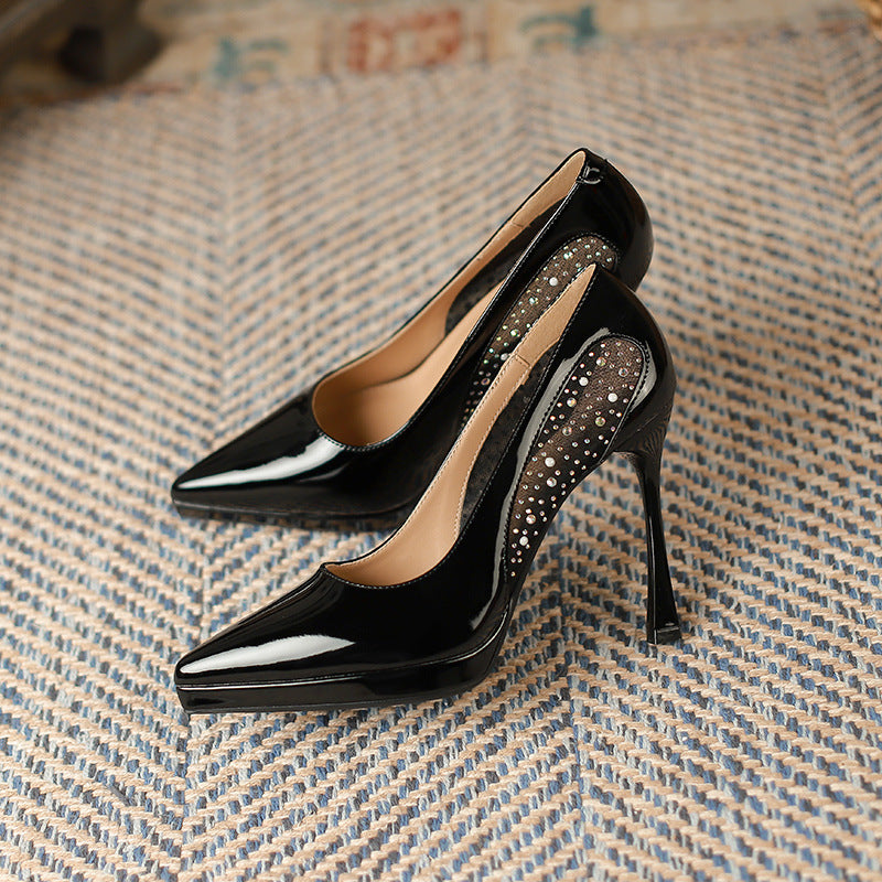 2025 1166-3 pointed-toed stiletto high heels for women 2025 new sexy rhinestone pearl waterproof table single shoes for women