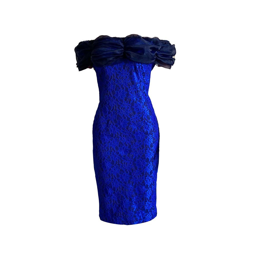 2025 D189 ebaypopular new one-word neck lace splicing mesh banquet dress dress 2025 dress