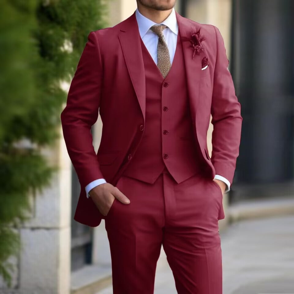 maoxiangshop-shop man outfit 2024 New Business Casual Men's Three-Piece Suit Bridegroom Suit Men's Wedding Banquet plus Size Suit Men