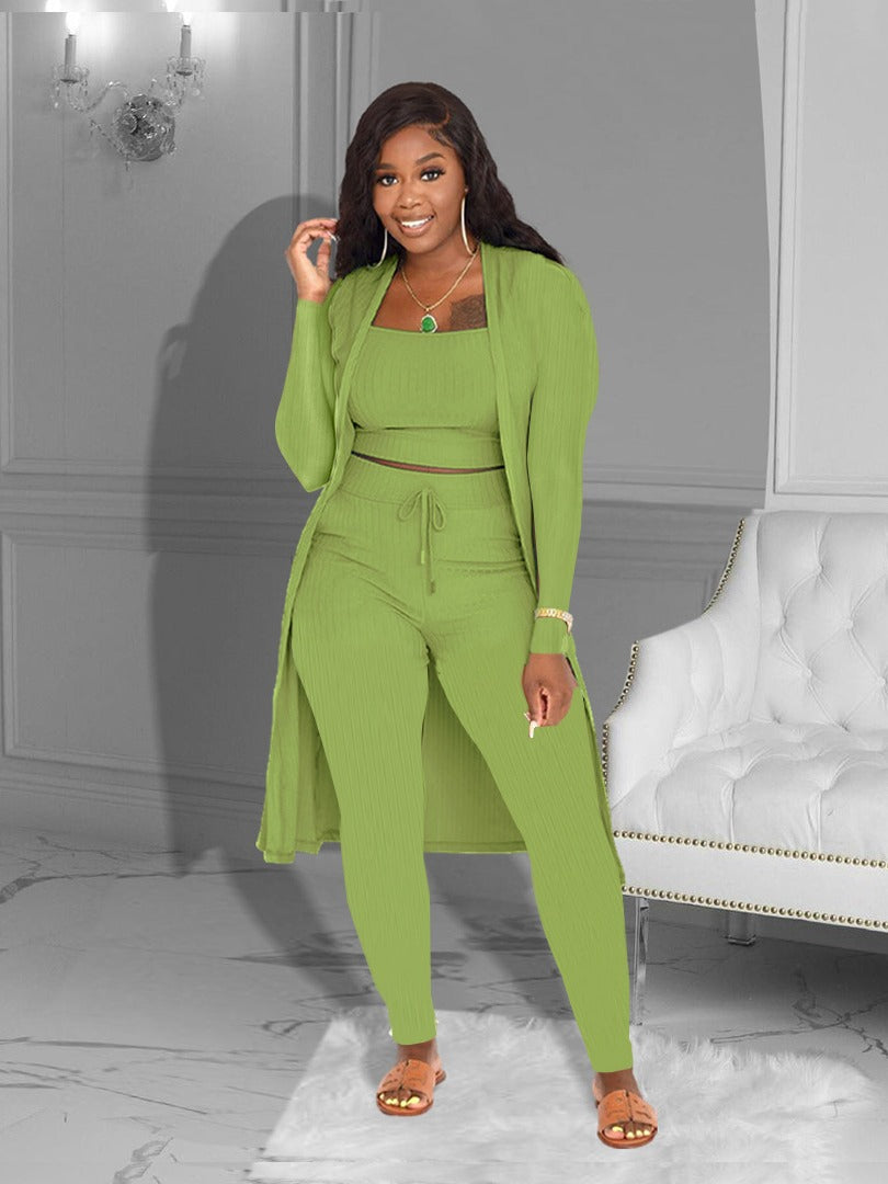 maoxiangshop Women's Solid Color Three-piece Suit