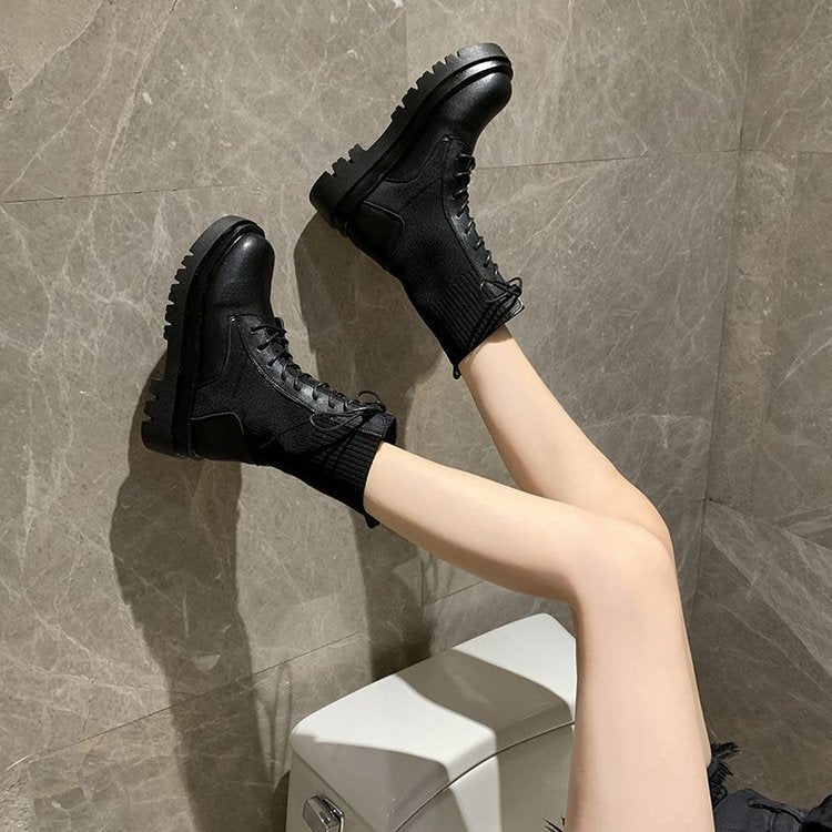 2025 High-heeled fashion versatile women's popular autumn and winter new thick-soled high-end fried street short boots