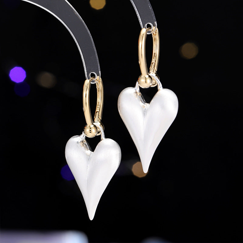 2025 Real gold electroplating love brushed ear buckles ins cold style fashion creative earrings light luxury high-end earrings