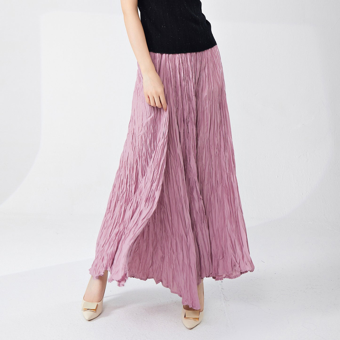 skirt long skirt new hot-selling design sense high waist drape feeling thin a-shaped skirt big swing fashion pleated skirt