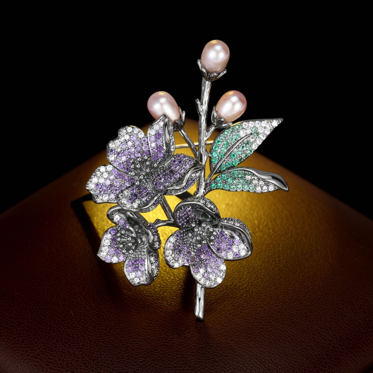 2025 High sense of wealth, flower blooming, freshwater pearl brooch, women's micro-inlaid zircon fashion light luxury coat, suit, dinner party corsage
