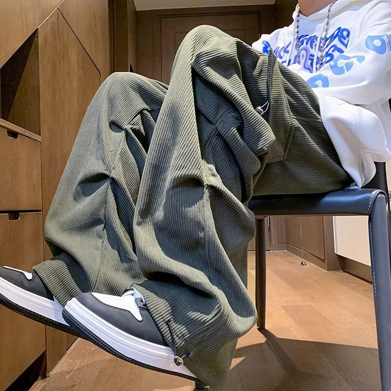 maoxiangshop-shop street fashion men streetwear New Corduroy Workwear Pants Men's Autumn and Winter Straight Casual Pants American Design Large Pocket Wide Leg Pants