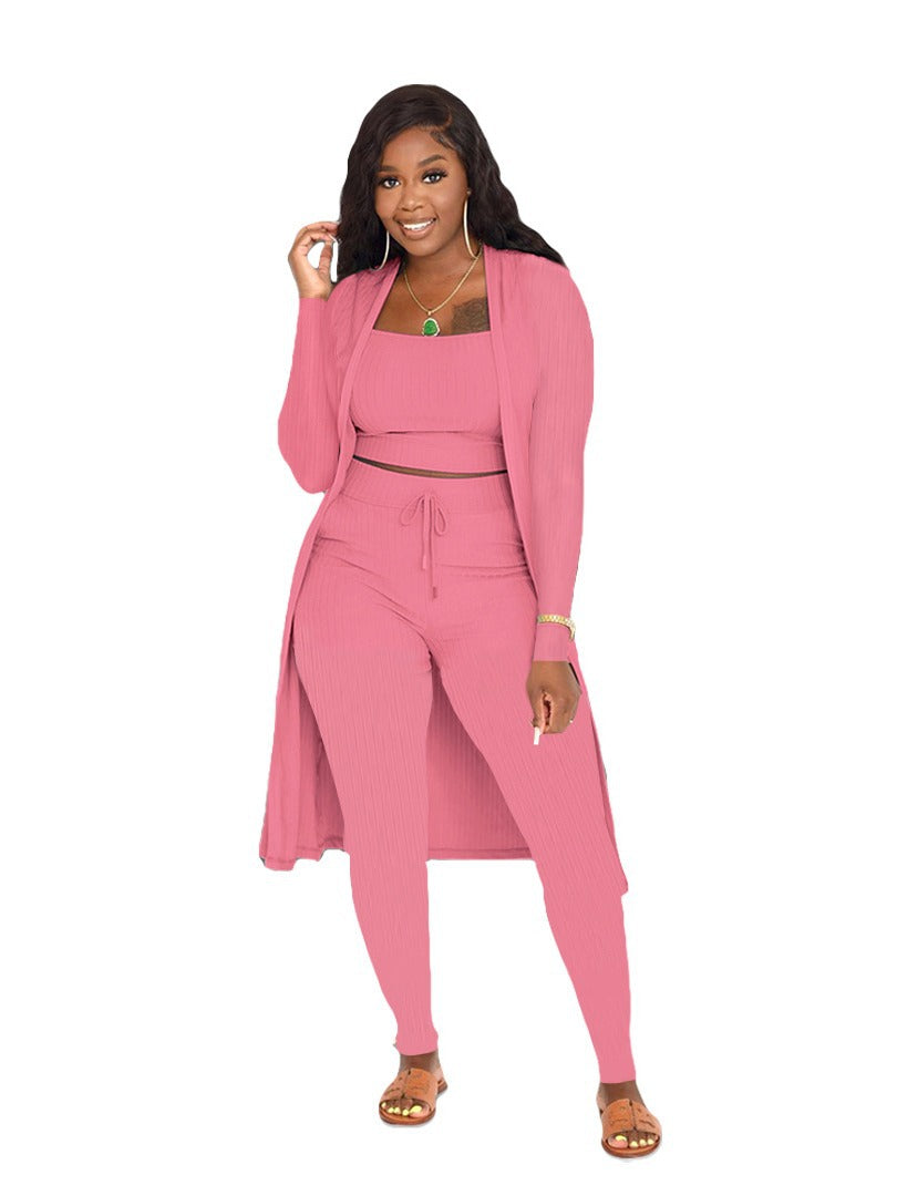 maoxiangshop Women's Solid Color Three-piece Suit