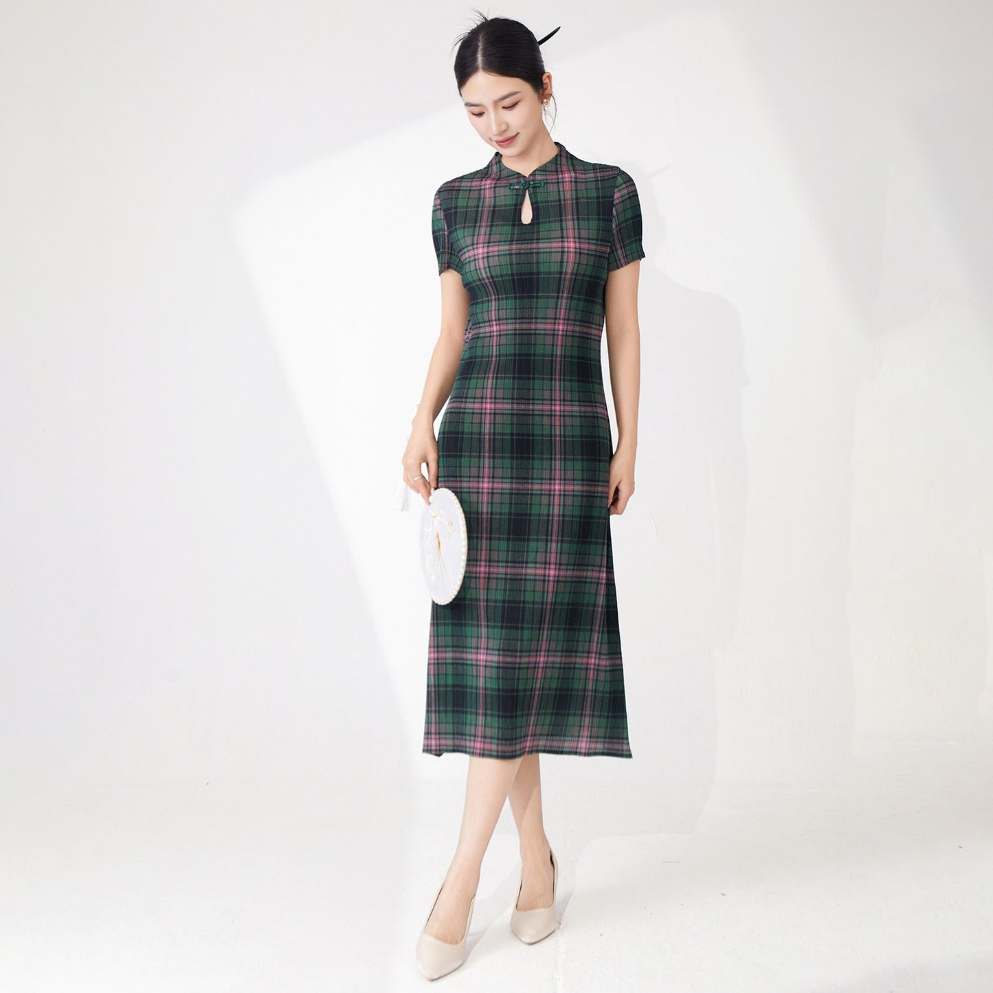 Chinese style cheongsam elegant new Chinese style haute couture improved version cheongsam skirt printed split pleated dress children's summer