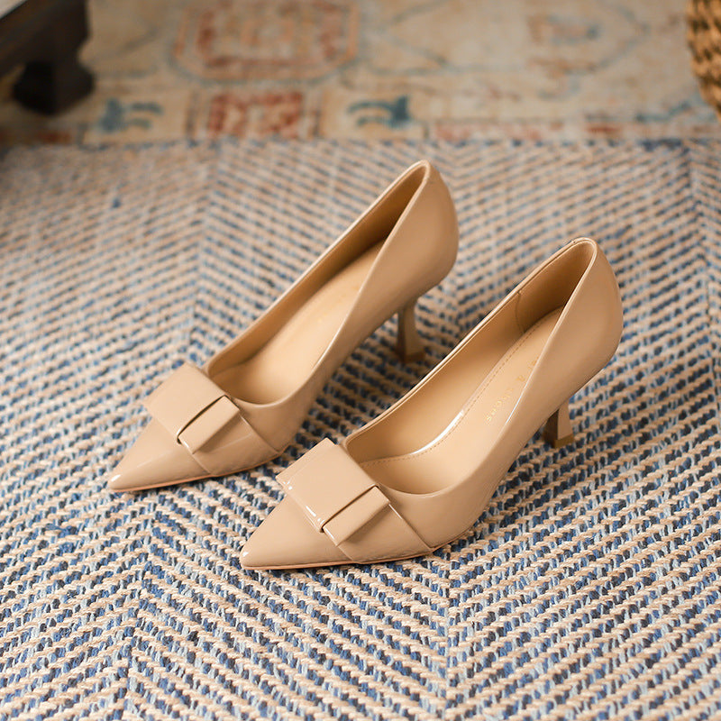 2025 7955-10 Pointed stiletto high heels women's autumn 2025 new commuter banquet work patent leather single shoes women