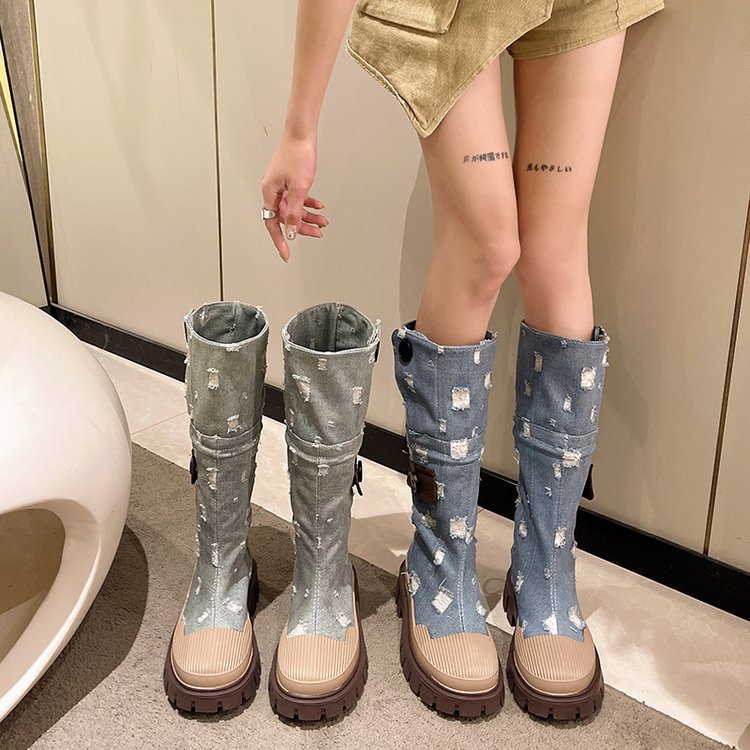 2025 Thick-soled boots cowboy women's autumn and winter popular new models but knee fashion women's boots