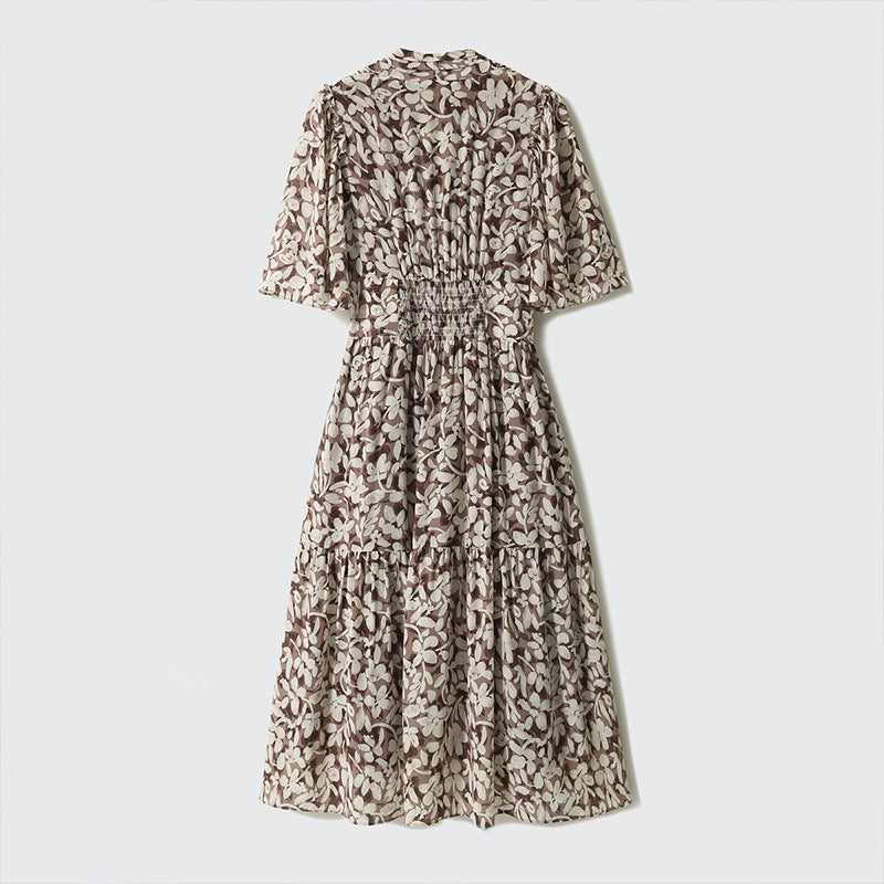 2025 Mulberry silk coffee break skirt, silk dress, split-ended holiday dress, waist and thin women's clothing summer