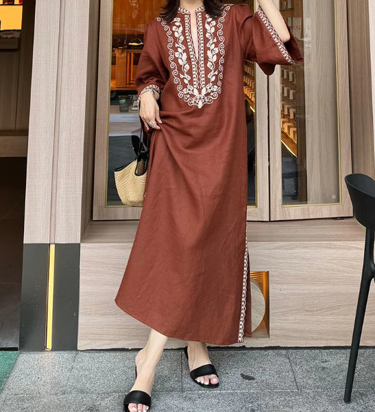 2025 Early Autumn Hepburn Elegant Loose Niche Design Retro Printed Dress Femininity Muse Fan Yujie