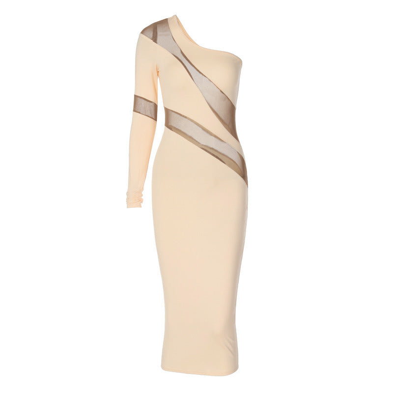 European and American style women's clothing summer new fashion American style splicing perspective slim sexy slim dress