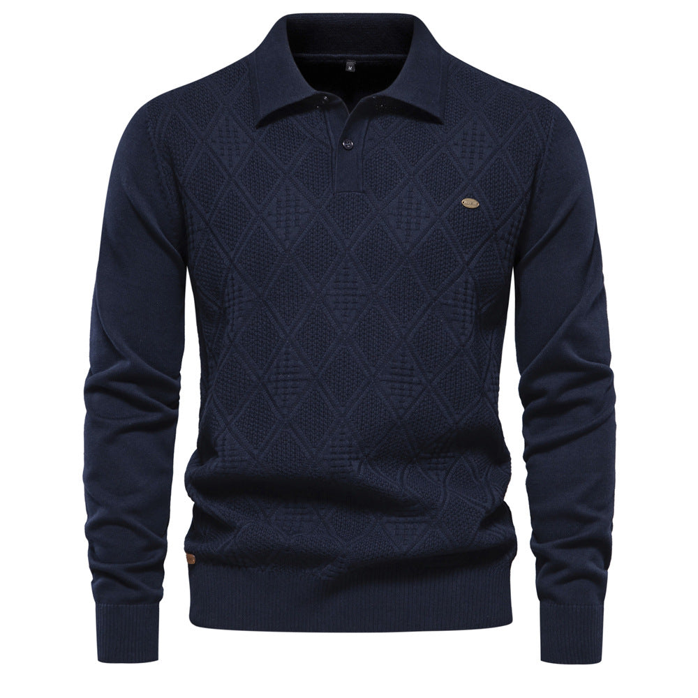 MAOXIANGSHOP 2025 autumn and winter new top long-sleeved men's sweater slim-fitting lapel high-quality men's Popularan-size knitted sweater