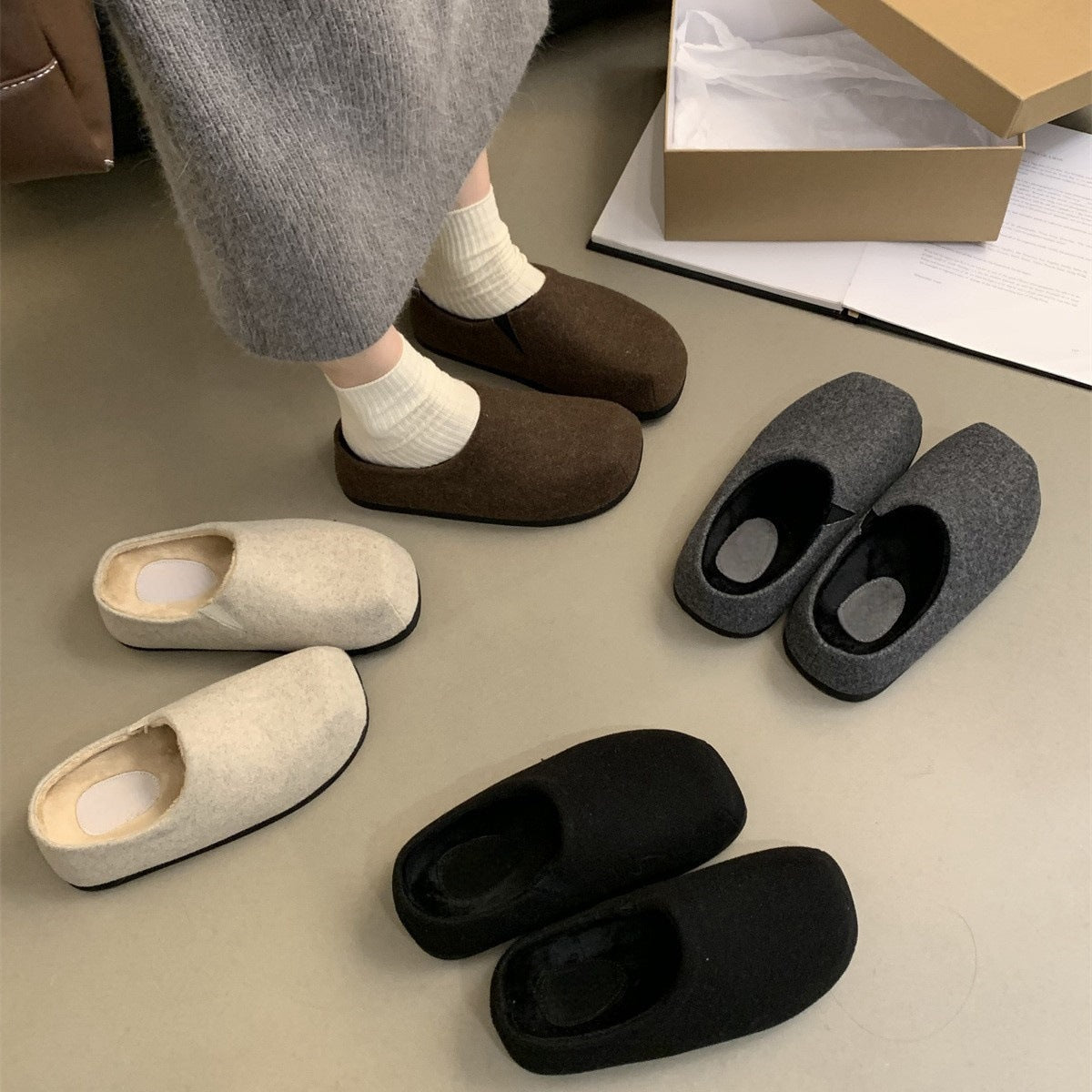 2025 Height-increasing thick-soled bag head half slippers women's popular new Internet celebrity muffin fluffy slippers women wear muller shoes
