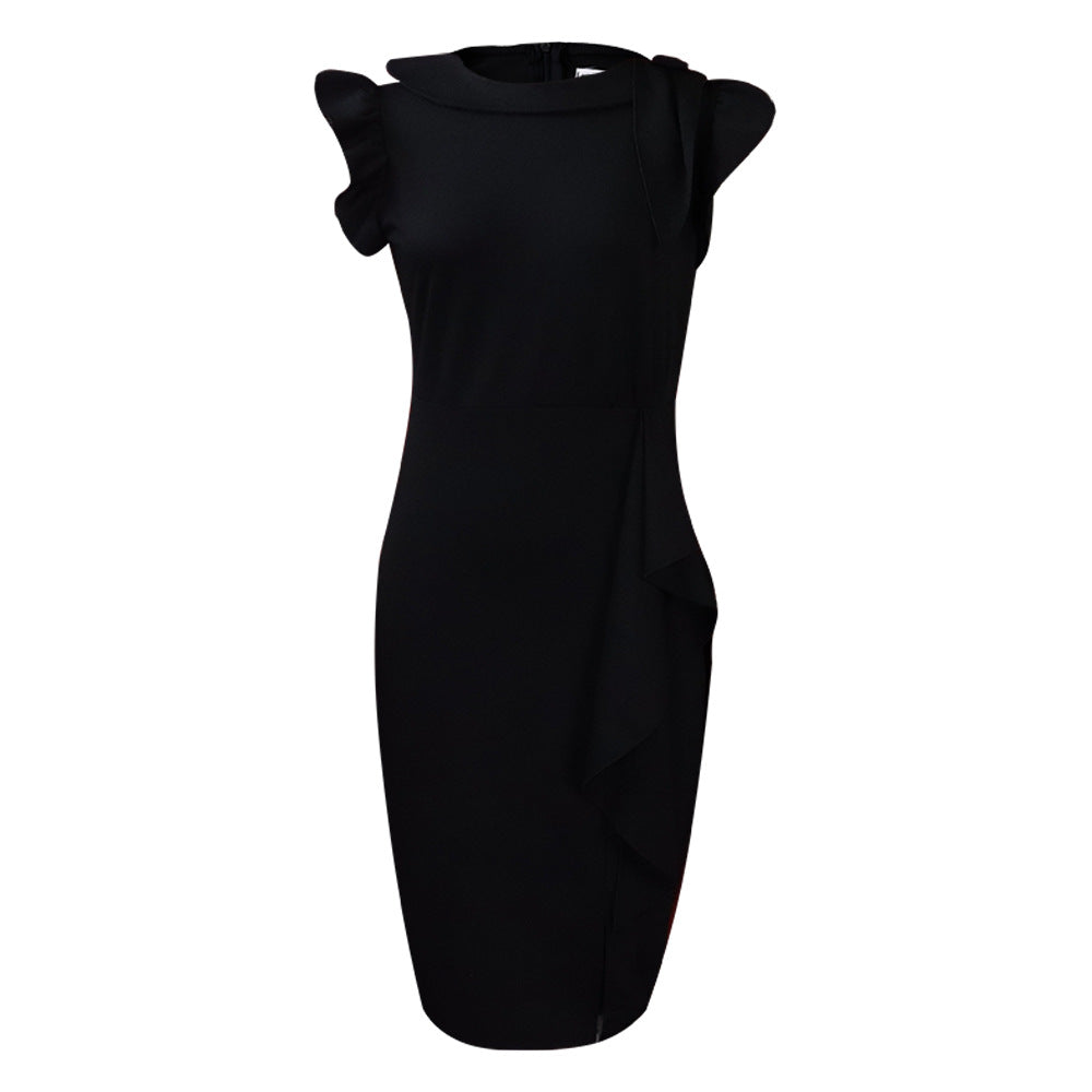 2025 D282 2025 women's clothing 2022 's new summer fashion temperament pleated ruffle edge large size New dress