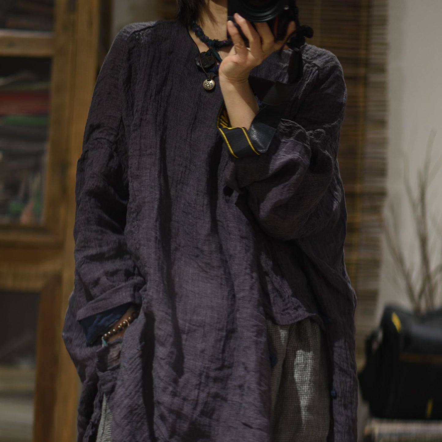 2025 25/2 SN122 retro texture linen handmade buckle three-dimensional robe