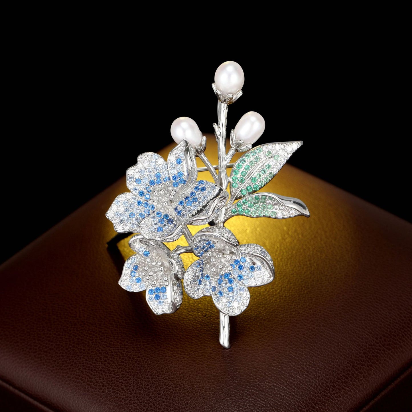 2025 High sense of wealth, flower blooming, freshwater pearl brooch, women's micro-inlaid zircon fashion light luxury coat, suit, dinner party corsage