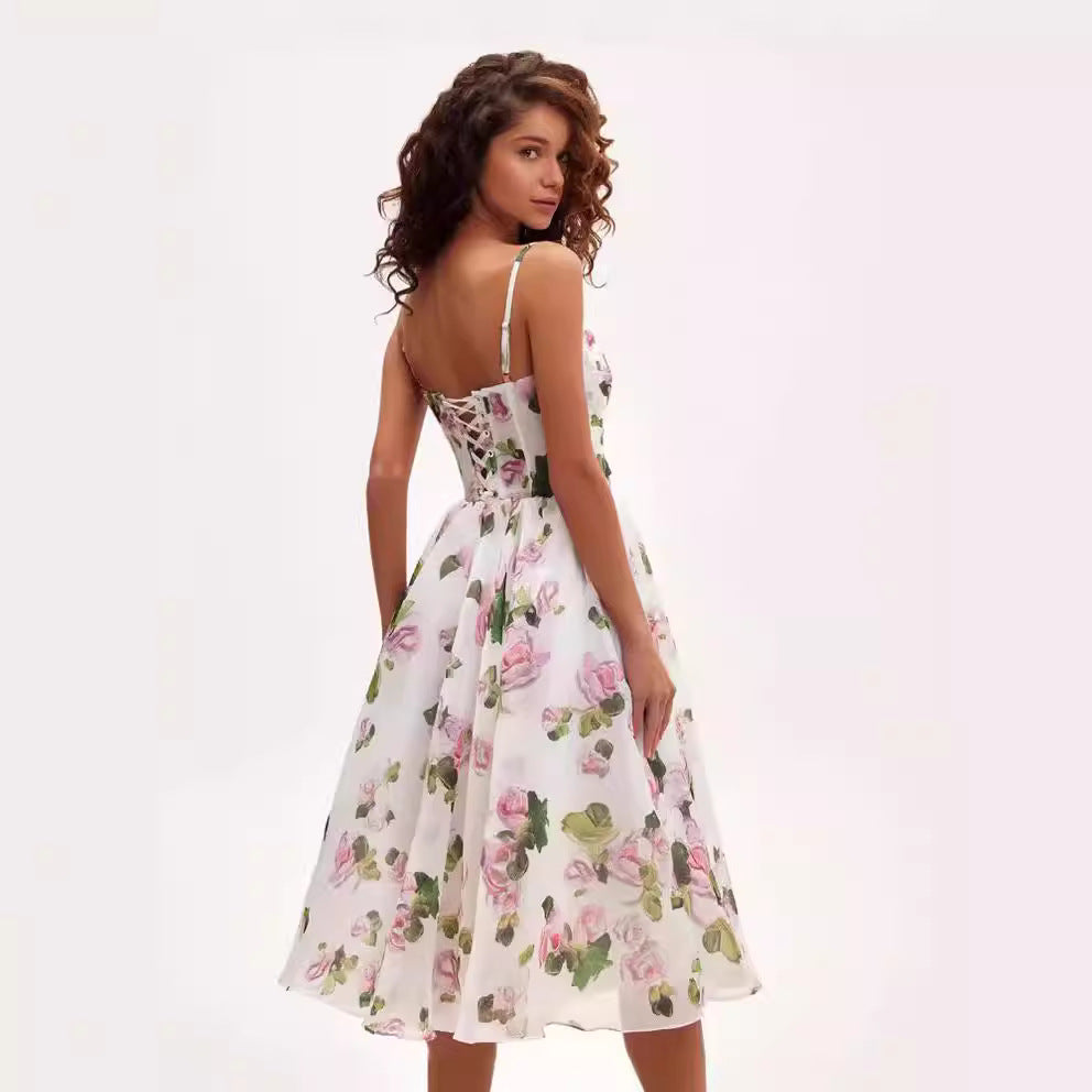 MAOXIANGSHOP popular new spring and summer off-the-shoulder 2025 women's clothing fashion chiffon fairy air medium and long temperament evening dress dress