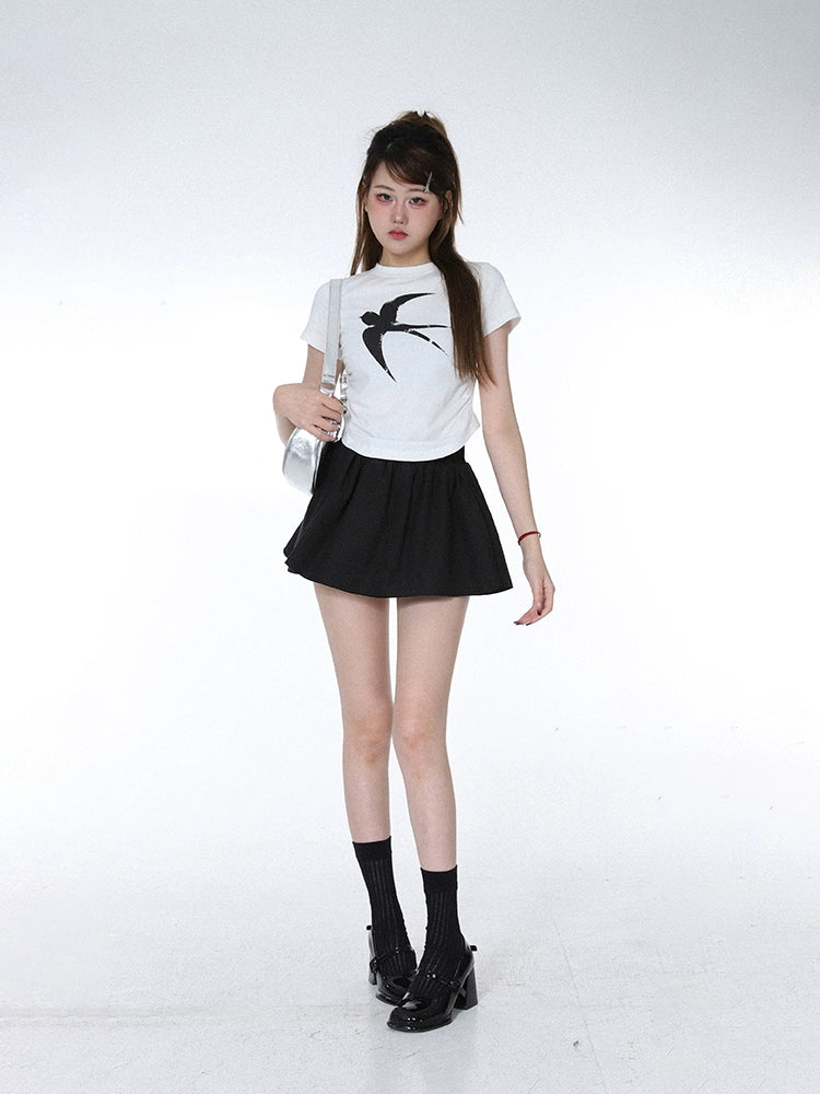 Swallow T-shirt Sweet Girl Front Shoulder Short Sleeve T-Shirt popular Summer New Loose Versatile Skinny Top Women