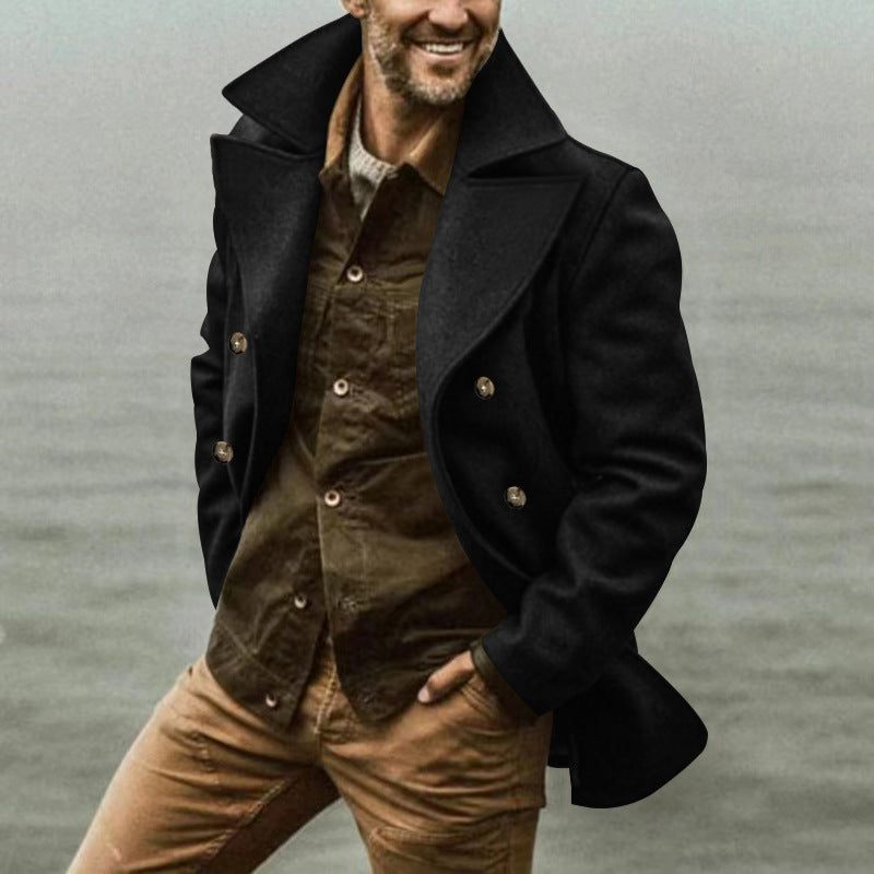 maoxiangshop-shop men’s fashion Spring and Autumn Men's Trench Coat Mid-Length Lapel Hooded Composite Space Cotton Double-Breasted Casual Trench Coat