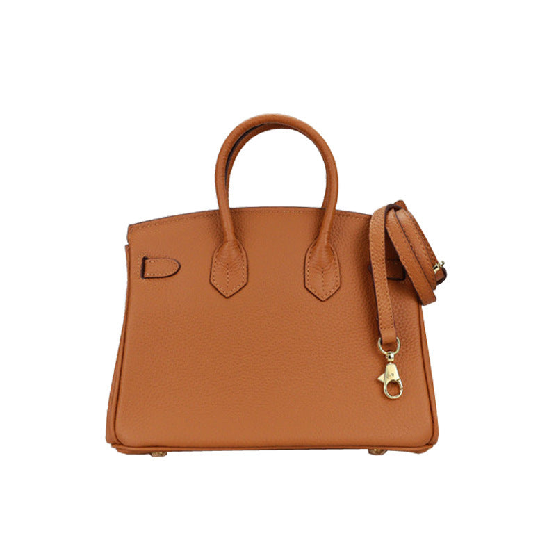 2025 H home platinum bag lychee pattern leather bag women's new first-layer cowhide fashion portable New Year's wedding bag