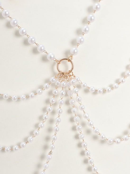 2025 3857 waist chain thickness of different pearl chains connected multi-layer fringed side pendulum chain waist chain waist decoration