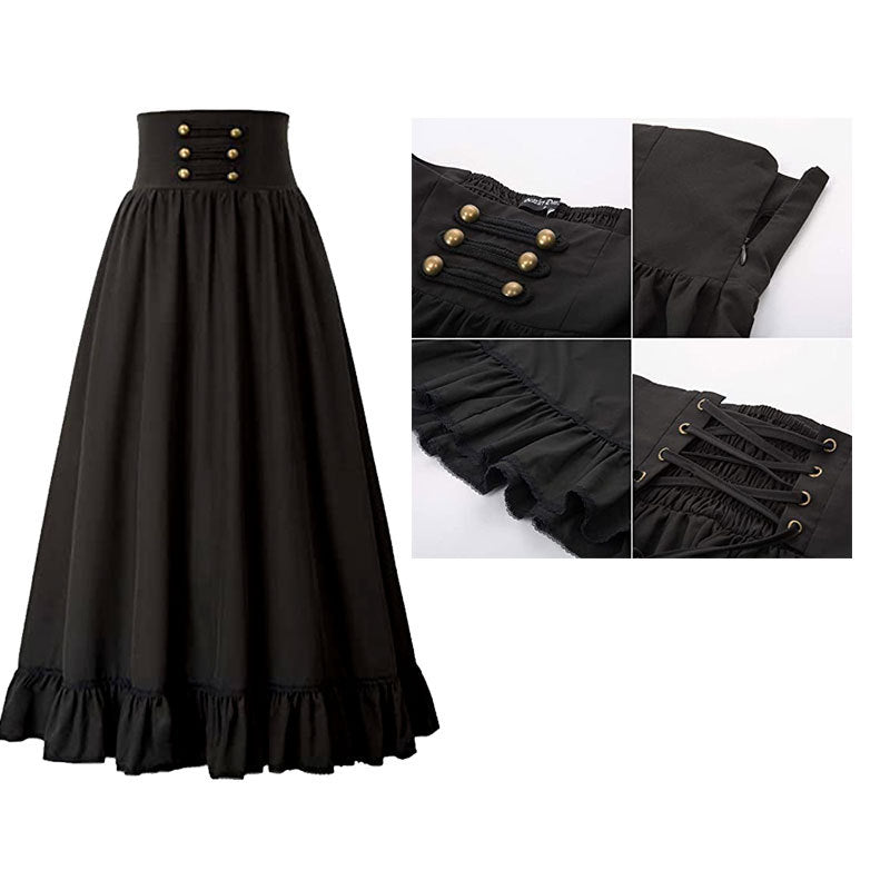 maoxiangshop pop culture dress to impress Plus Size Retro Renaissance Women's A- line Ruffle Skirt Halloween Ball Retro Cosplay