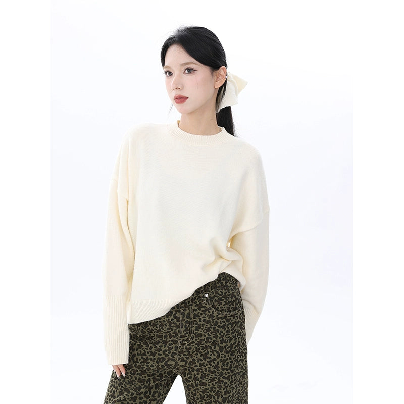 's new Chinese-style bundle windproof design sense long-sleeved sweater autumn and winter new solid-color versatile bottoming top women