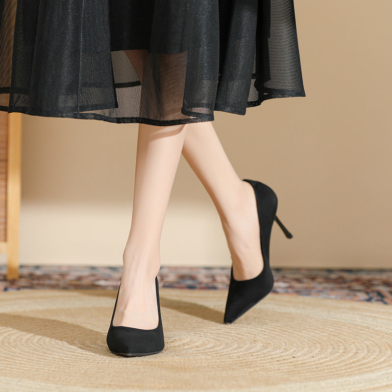 2025 811-A Sexy black high heels women's thin heels pointed single shoes women's 2025 new shallow bridesmaid banquet shoes