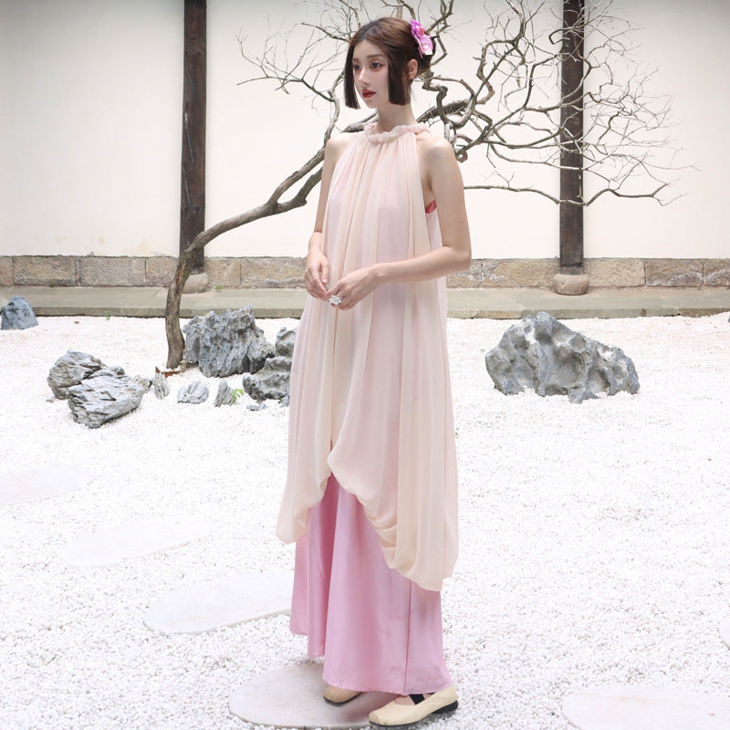 2025 New Chinese style national style neck dress summer high sense temperament fairy dress seaside photo beautiful holiday dress