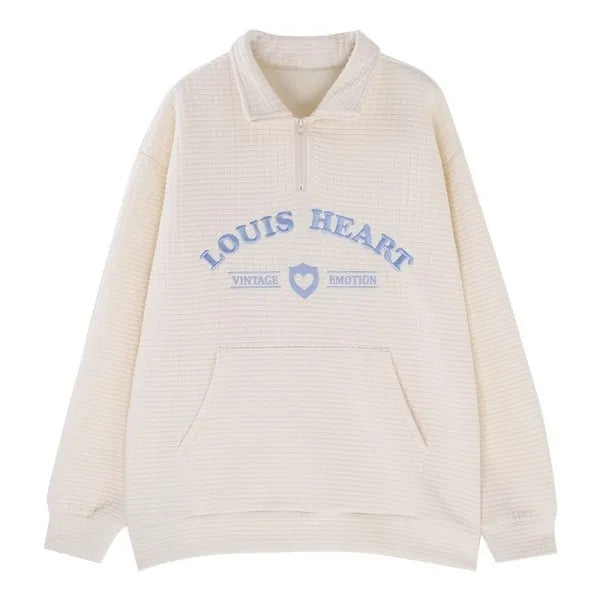 Preppy Style Letter Embroid Polo Hooded Sweatshirts Pullovers Oversized Hoodie Harajuku Streetwear Couple Tops Clothes for Women