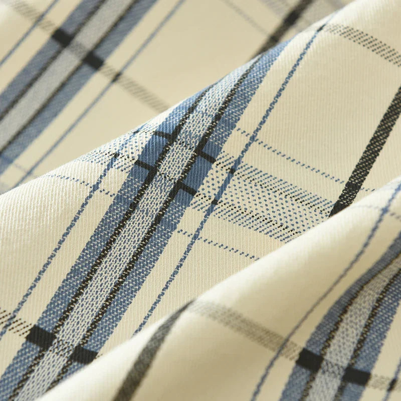 maoxiangshop Fashion Plaid Short Sleeve Shirts for Men 2024 Summer New Plus Size Casual Loose Cotton Shirts