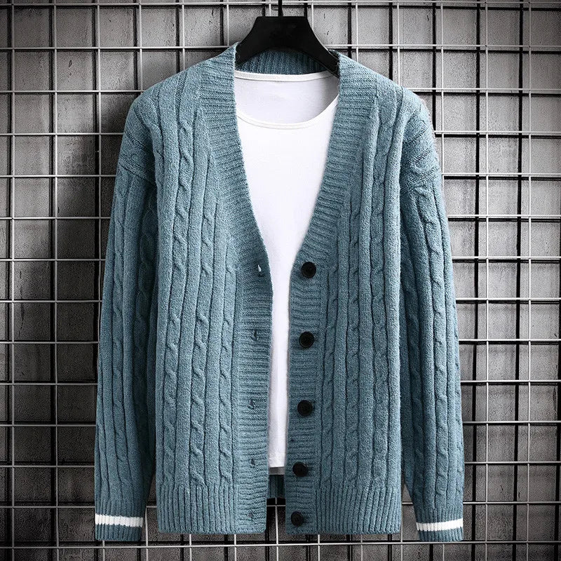 maoxiangshop Autumn Men's Sweater Cardigan Slim Fit Single Breasted Solid Color Knitted Cardigan Men Causal Sweatercoat Mens Clothing