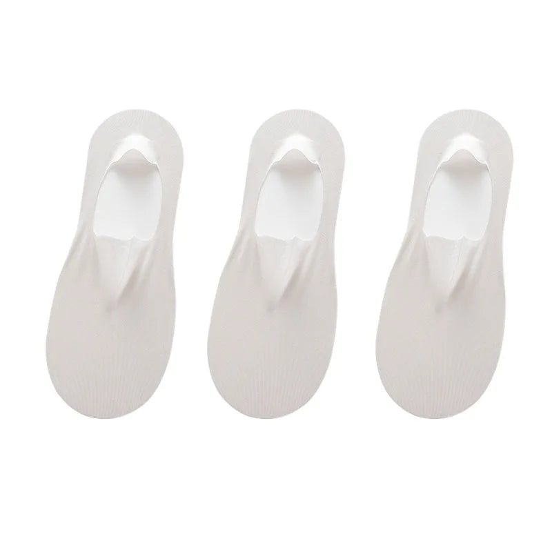 maoxiangshop 3 Pairs Men's Boat Socks Summer Ultra-thin Breathable Solid Color Sock Slippers Comfortable Soft Ice Silk Low Cut Men Sokken