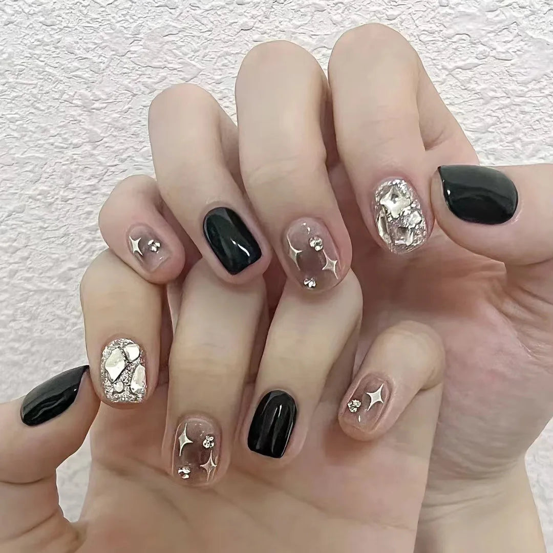 maoxiangshop 24pcs Wearable Pink Press On Fake Nails Tips With Glue false nails design Butterfly Lovely Girl false nails With Wearing Tools